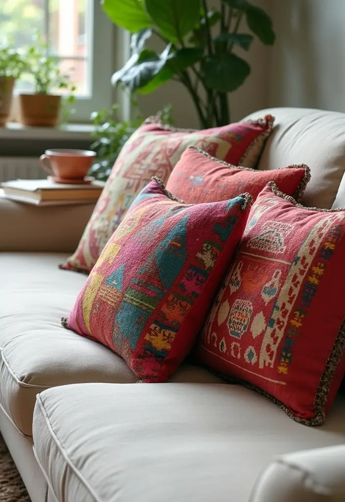 12 Bohemian Style Cushions That Will Transform Your Living Room into a Cozy Oasis! - 1. Vibrant Kilim Cushions