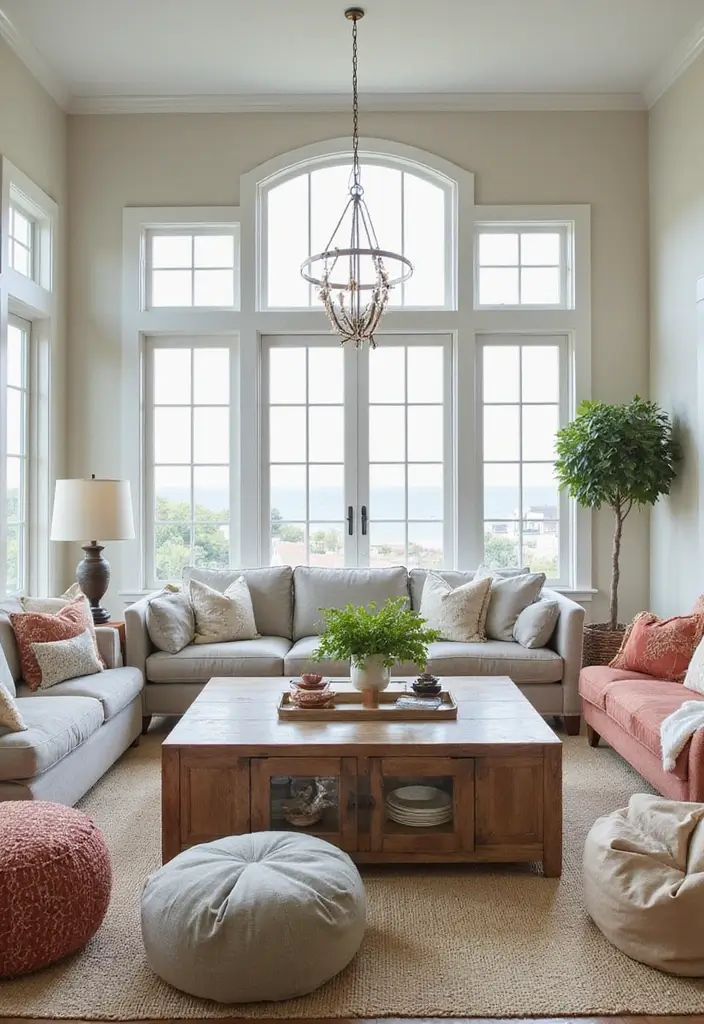 15 Coastal Living Room Inspirations That'll Make You Want to Dive Right In! - 13. Unique Seating Arrangements
