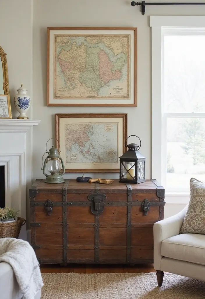 15 Coastal Living Room Inspirations That'll Make You Want to Dive Right In! - 14. Vintage Coastal Finds