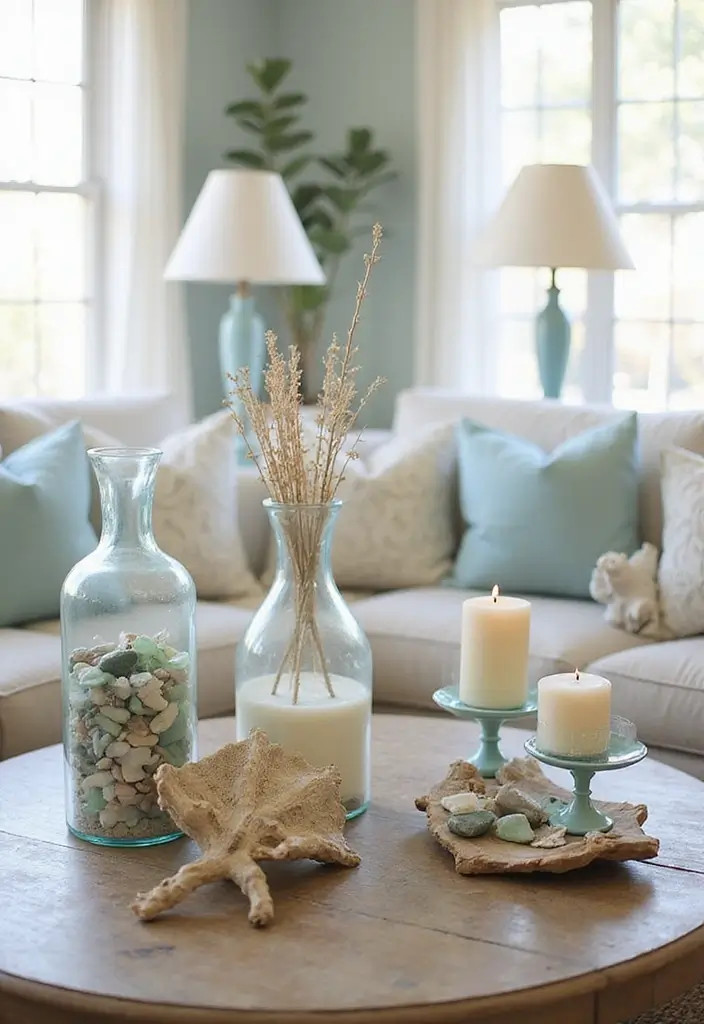 15 Coastal Living Room Inspirations That'll Make You Want to Dive Right In! - 3. Ocean-Inspired Accessories