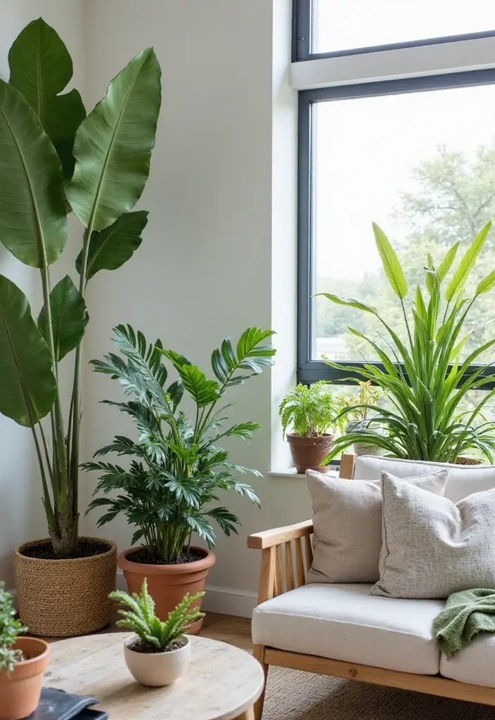 15 Coastal Living Room Inspirations That'll Make You Want to Dive Right In! - 9. Indoor Plants