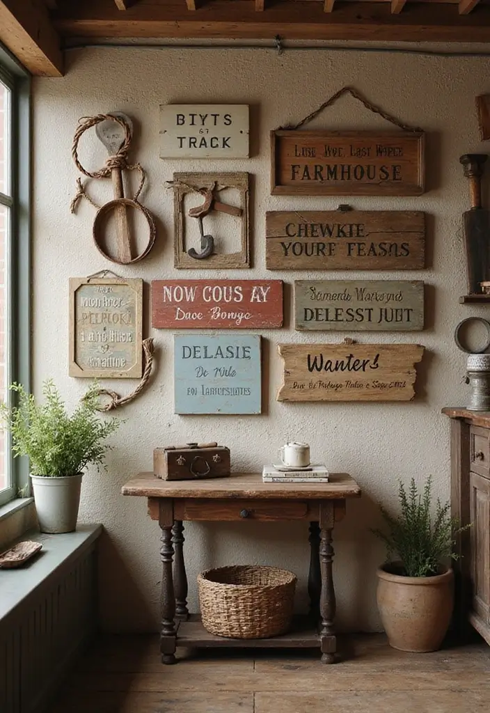 15 Stunning Vintage Wall Art Ideas That’ll Transform Your Space Instantly! - 11. Vintage Farmhouse Decor