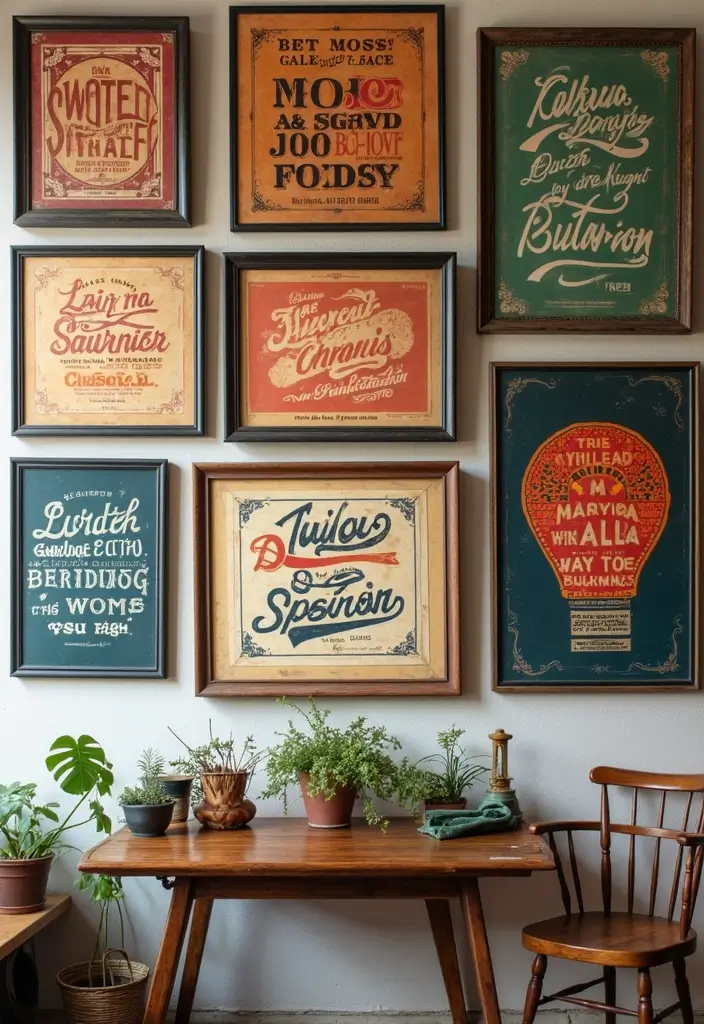 15 Stunning Vintage Wall Art Ideas That’ll Transform Your Space Instantly! - 5. Vintage Typography Art