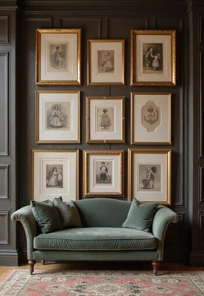 15 Stunning Vintage Wall Art Ideas That’ll Transform Your Space Instantly! - 9. Vintage Art Deco Frames