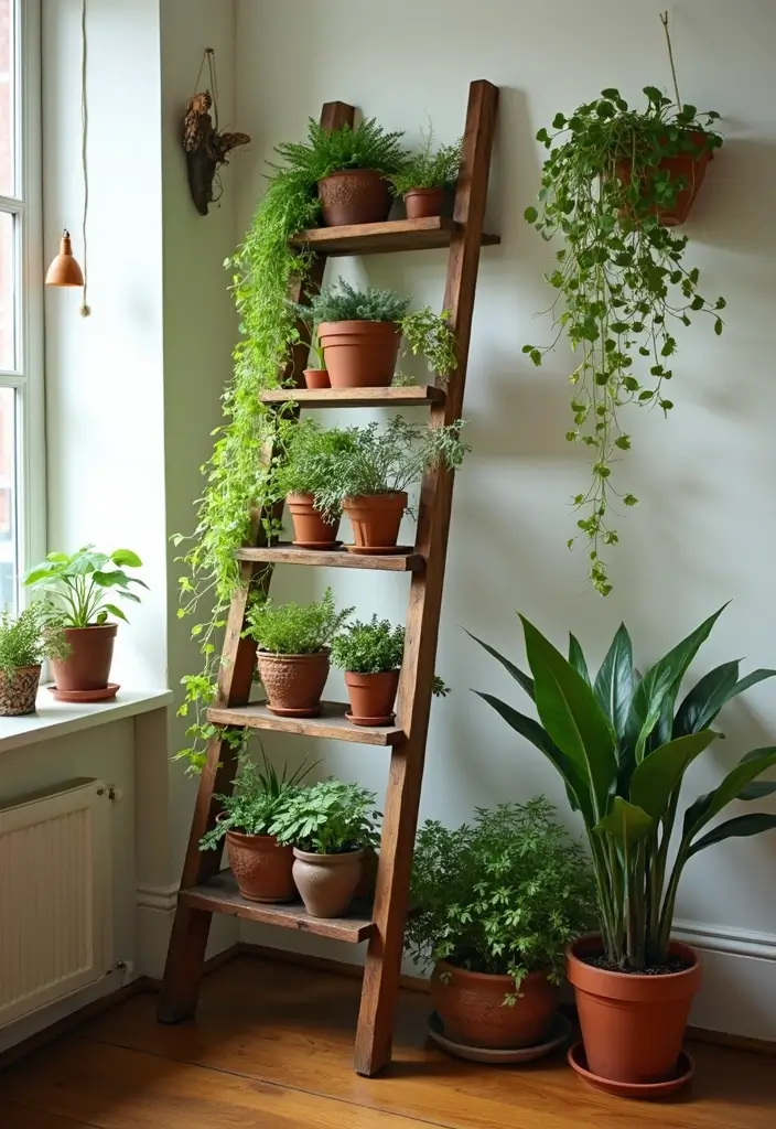 20 Stunning Indoor Plant Styling Ideas That Will Transform Your Space (You Won't Believe #7!) - 10. Plant Ladder