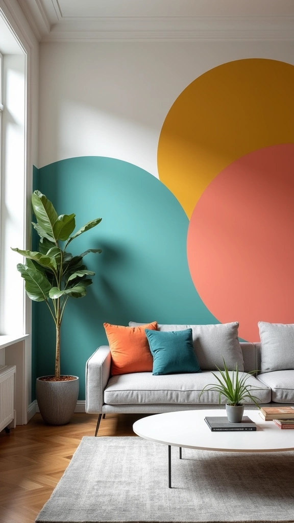 21 Gorgeous Living Room Transformations Under $200 That You Can DIY! - 1. Colorful Accent Wall