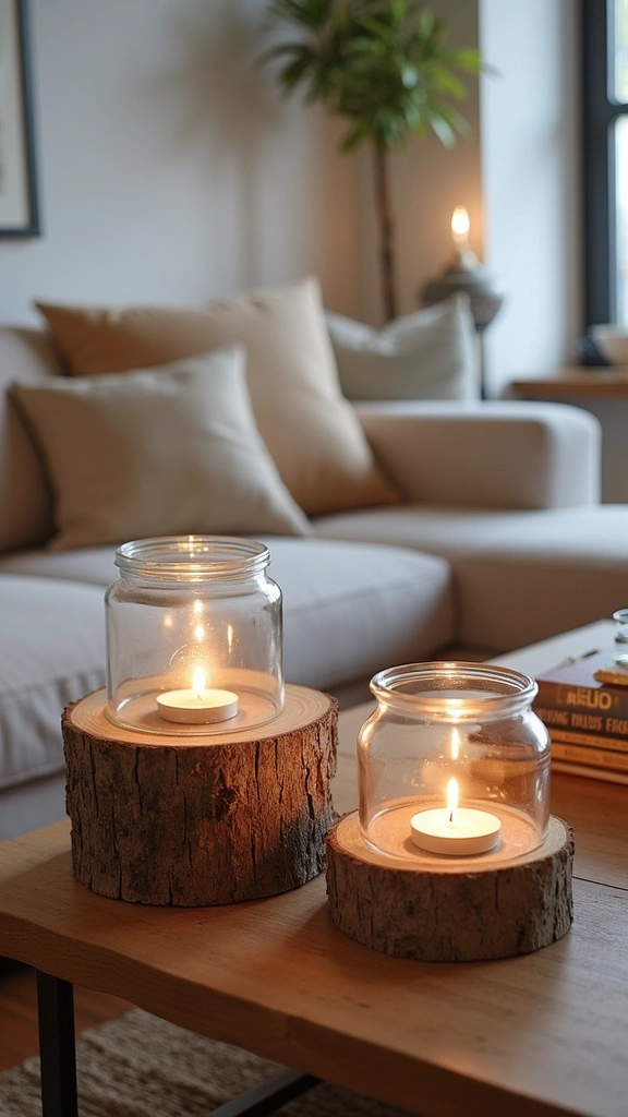 21 Gorgeous Living Room Transformations Under $200 That You Can DIY! - 15. DIY Candle Holders