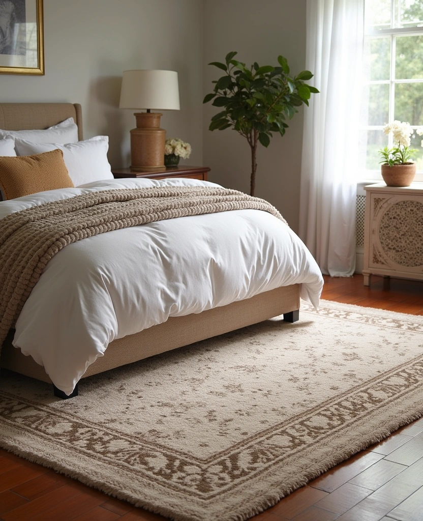 12 Cozy Bedroom Ideas That'll Make You Want to Stay in Bed All Day! - 11. Soft Area Rugs