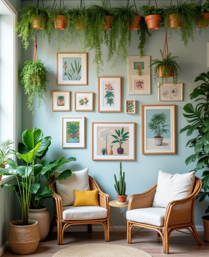 21 Stunning Modern Wall Art Ideas That Will Transform Your Space (You Won't Believe #9!) - 20. Art and Plants Combo