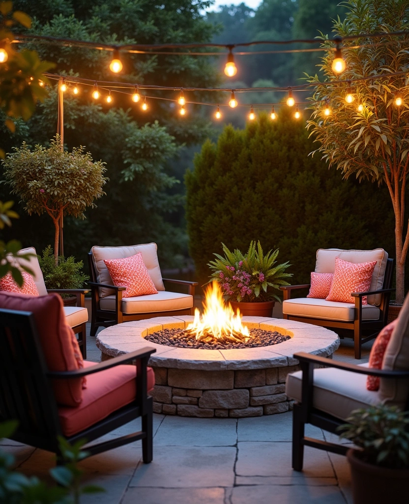 21 Stunning Outdoor Patio Inspirations That'll Make Your Neighbors Green with Envy! - 1. Cozy Fire Pit Retreat