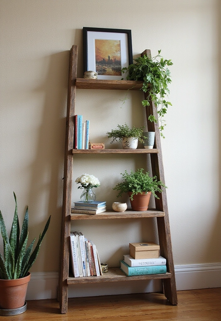 10 Genius Home Decor Hacks That Will Blow Your Mind (Seriously!) - 6. Repurpose Old Ladders as Unique Shelving