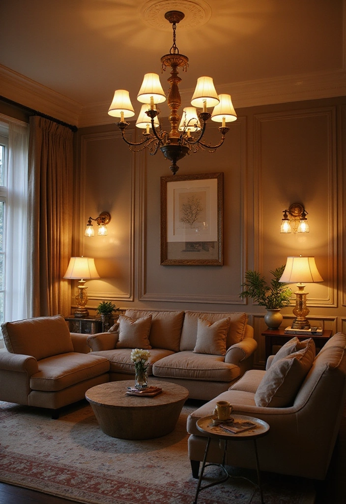 15 Cozy Living Room Setups That’ll Make You Want to Curl Up with a Blanket! - 10. Warm Lighting Ambiance
