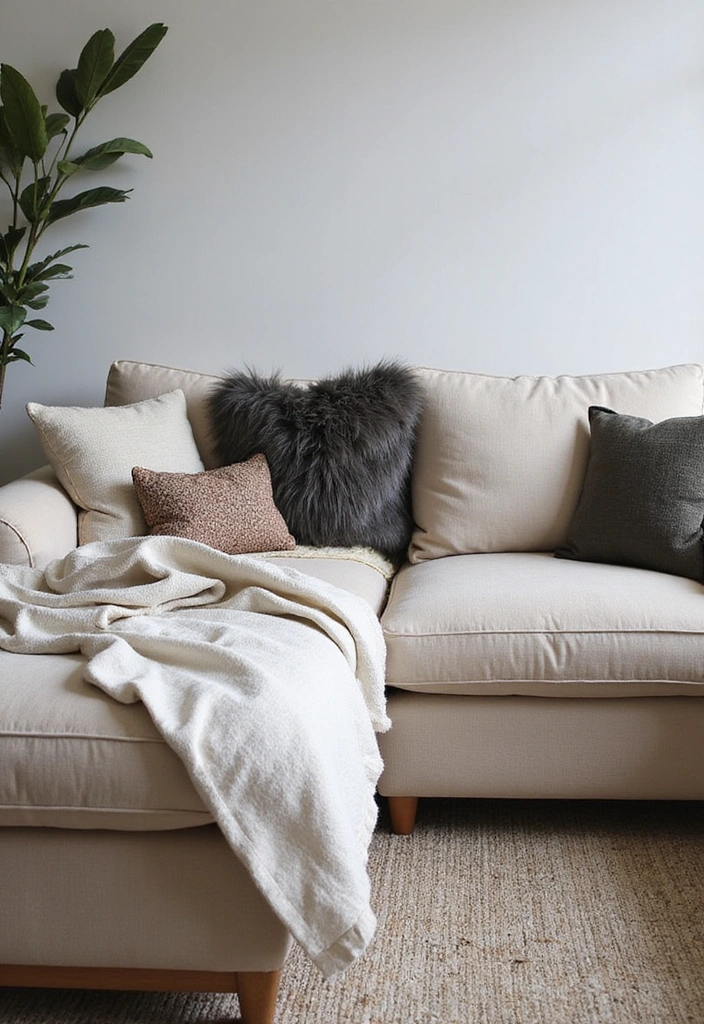 15 Cozy Living Room Setups That’ll Make You Want to Curl Up with a Blanket! - 12. Layered Fabrics for Ultimate Comfort