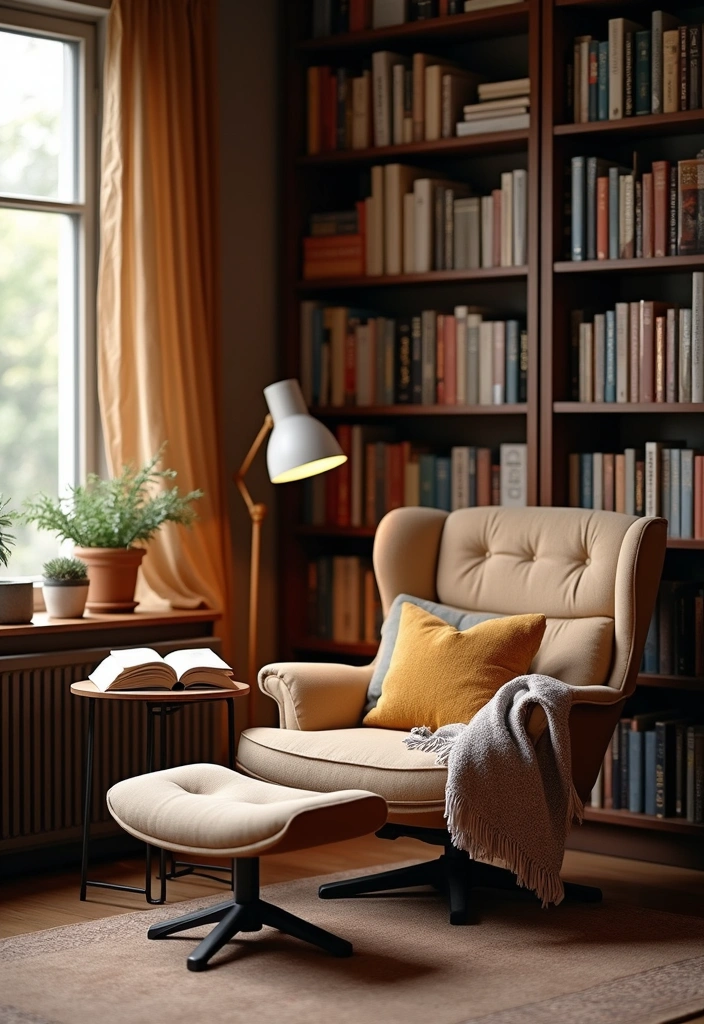 15 Cozy Living Room Setups That’ll Make You Want to Curl Up with a Blanket! - 15. The Perfect Cozy Reading Corner