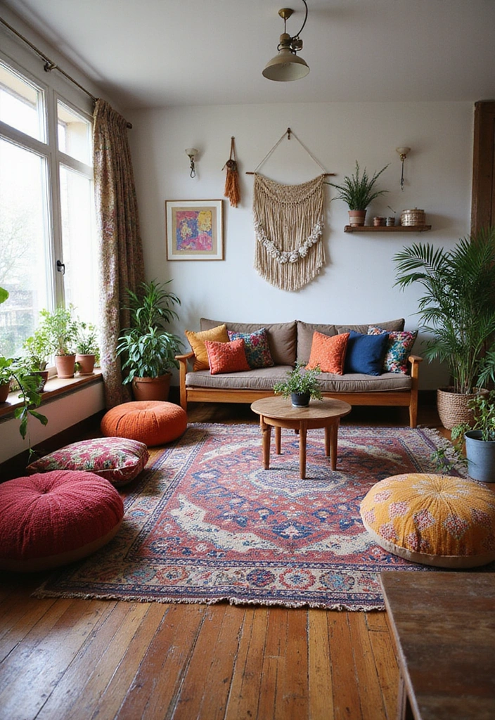 15 Cozy Living Room Setups That’ll Make You Want to Curl Up with a Blanket! - 3. Bohemian Bliss
