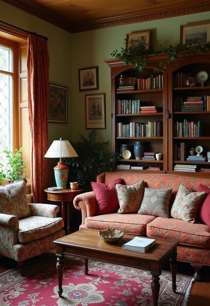 15 Cozy Living Room Setups That’ll Make You Want to Curl Up with a Blanket! - 4. Vintage Cozy
