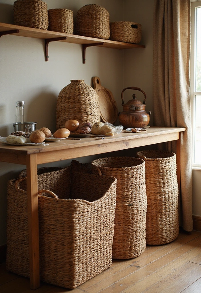 21 Stunning Farmhouse Kitchen Decor Ideas That Will Make You Fall in Love with Cooking Again! - 16. Woven Baskets