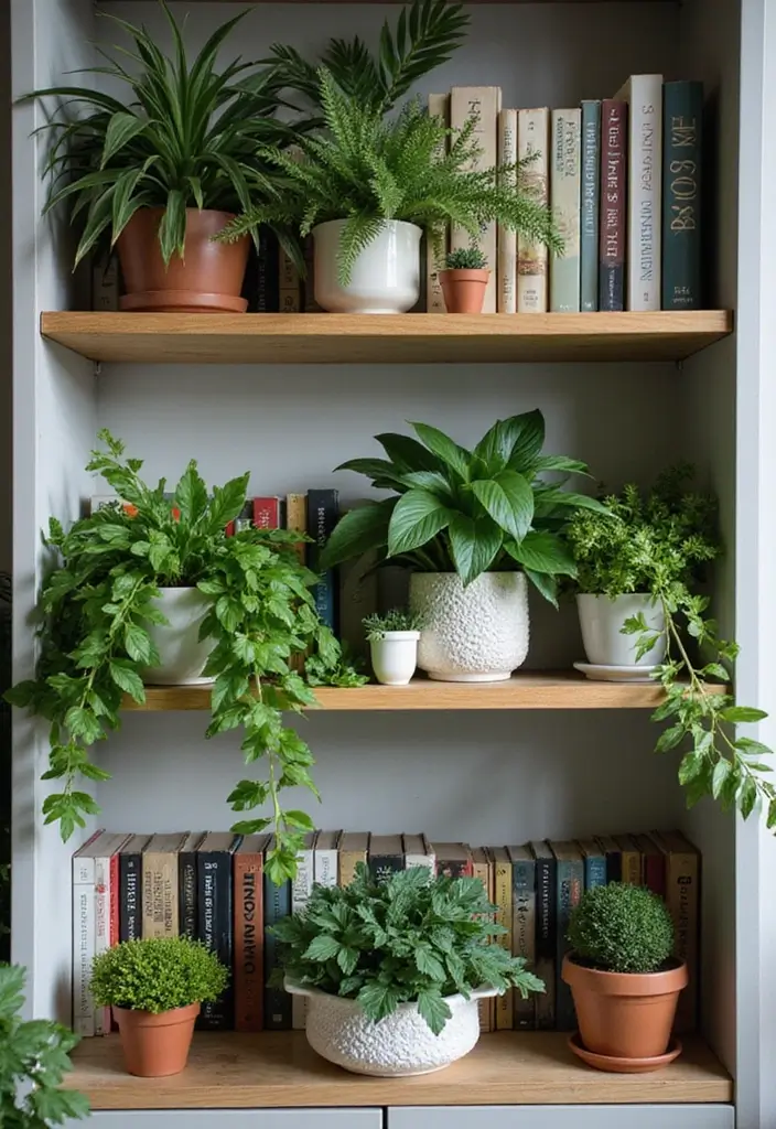 How To Style Your Bookshelves for Maximum Impact - 5. Incorporate Plants for Freshness