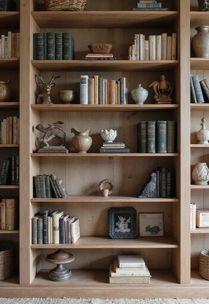 How To Style Your Bookshelves for Maximum Impact - 9. Create Zones with Decorative Objects