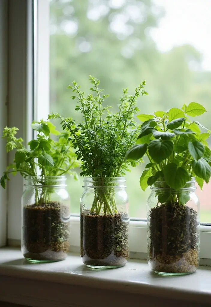 Transform Your Old Jars into Stunning Home Decor: 10 Easy DIY Ideas You Need to Try! - 2. Herb Garden in Jars