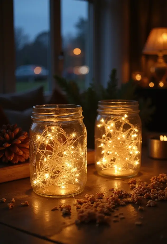 Transform Your Old Jars into Stunning Home Decor: 10 Easy DIY Ideas You Need to Try! - 5. Fairy Lights Display