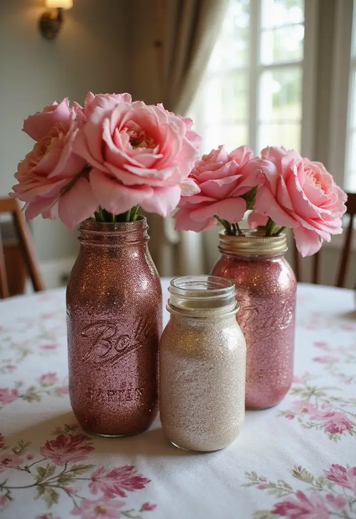 Transform Your Old Jars into Stunning Home Decor: 10 Easy DIY Ideas You Need to Try! - 7. Glittering Centerpieces